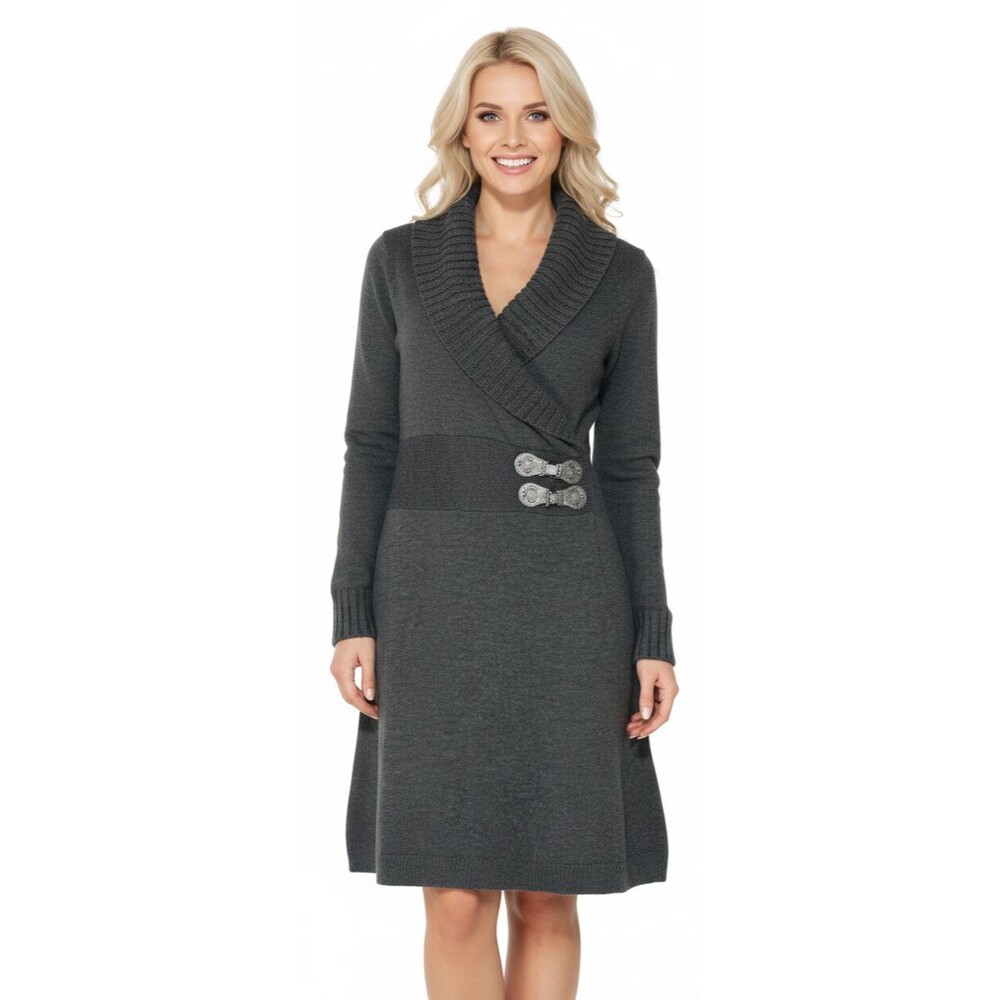 Tahari Dress Arthur Size S Levine size L gray sweater long sleeve wool blend
